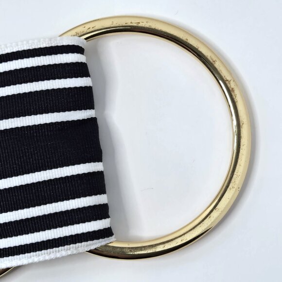 Lauren Ralph Lauren Nautical Blue & White Striped D-Ring Belt (Size S/M) - Picture 6 of 8